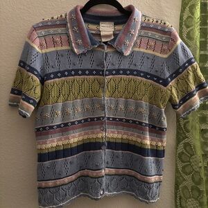Colorful Knit Button-Up Cardigan Napa Valley Vintage